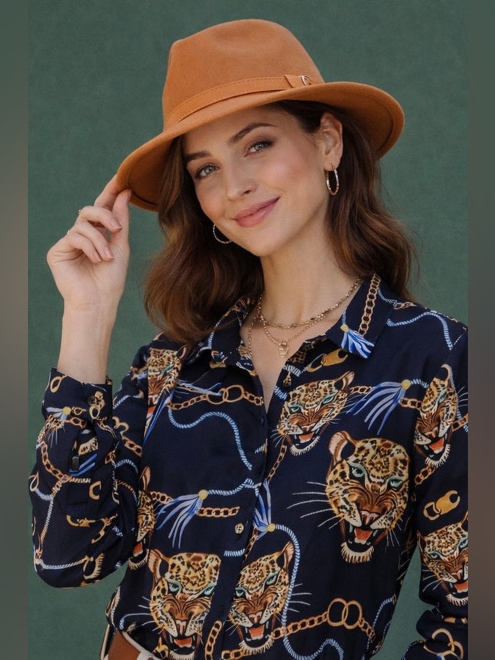 AURA Vintage Classic Fedora Tie Trim Series Light Brown